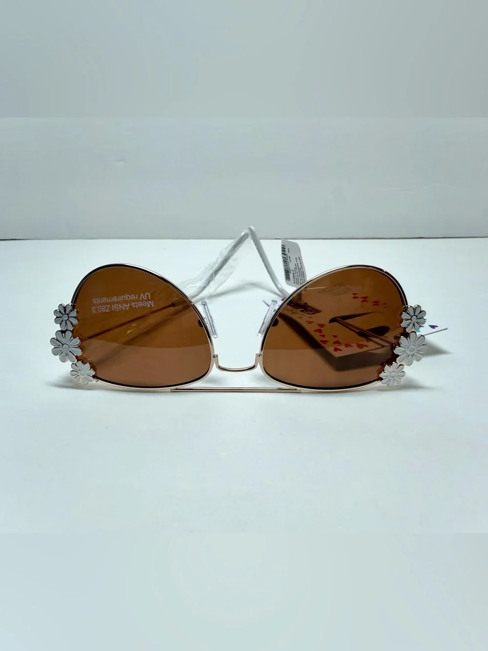 Claire's Brown Lens Sunglasses with White Floral Accents